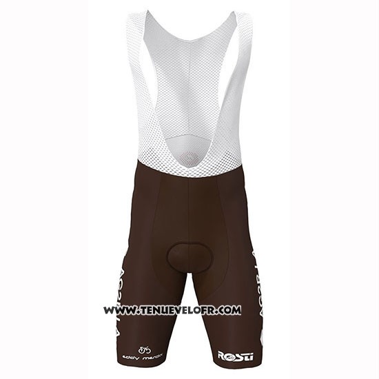 2019 Maillot Ciclismo Ag2r La Mondiale Marron Blanc Bleu Manches Courtes et Cuissard